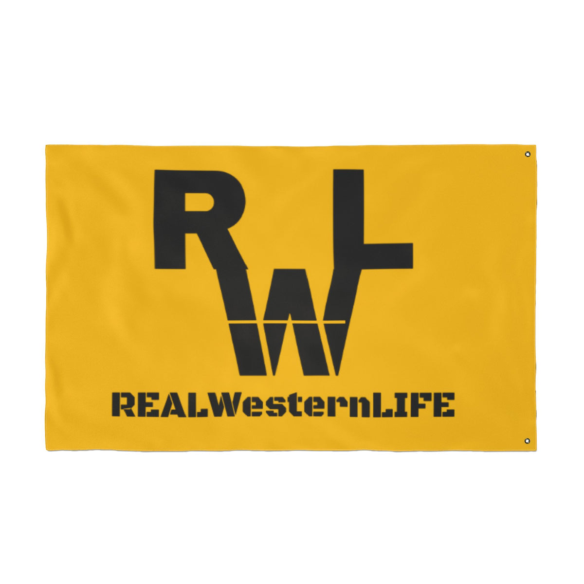 Yellow Double Sided Flag - Black Brand - Customizable with your own Brand/Ranch name or leave it with RWL Branding