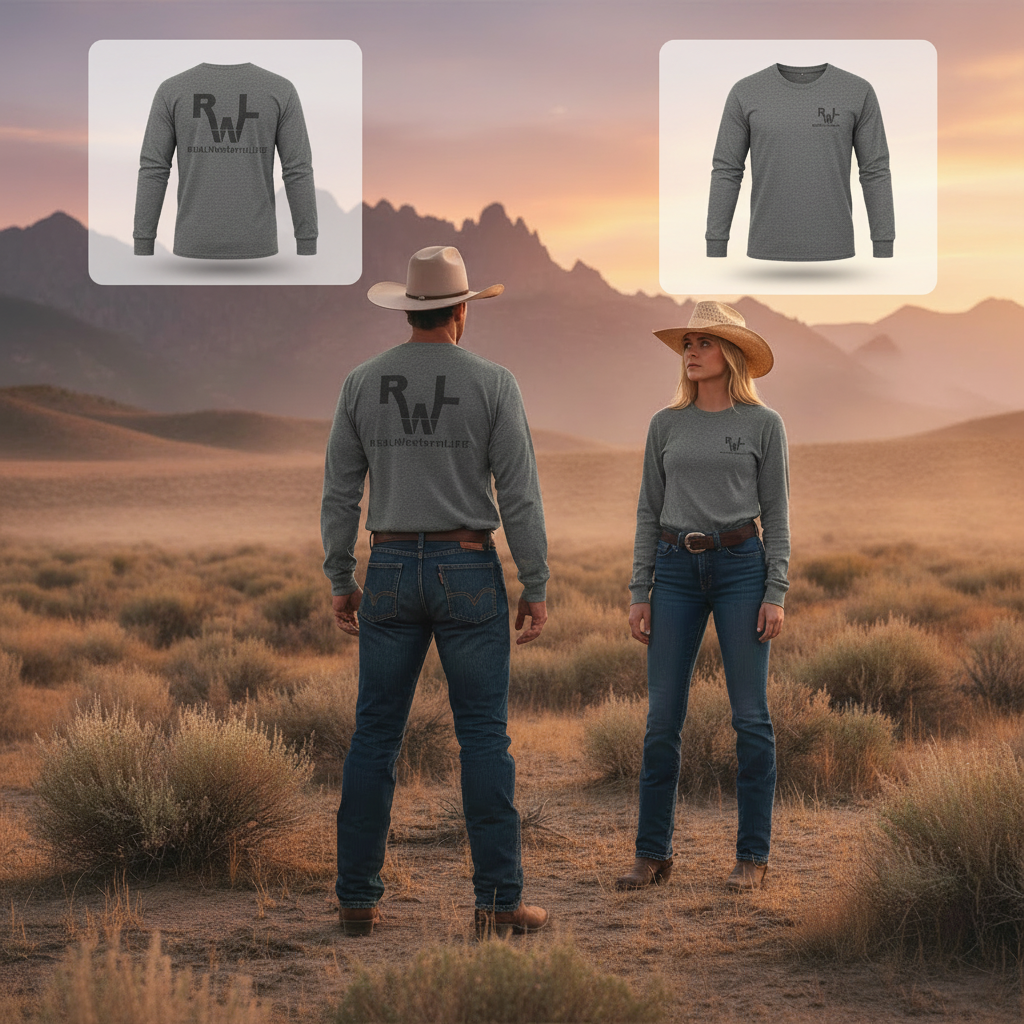Unisex Long Sleeve Western Tee - Sizes S - 3Xl - Customize - Black Brand