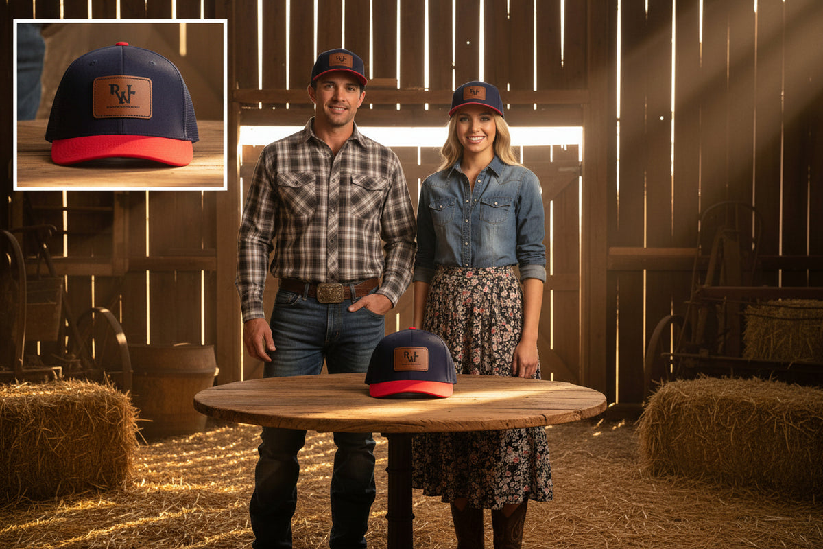 Real Western Life -Leather Patch Baseball Cap — Retro Rugged Logo Hat