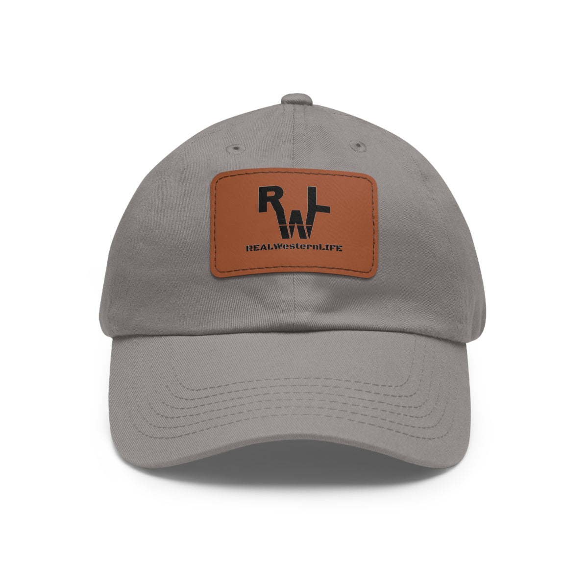Leather Patch Dad Hat — RW RealWaterLife Logo Adjustable Baseball Cap