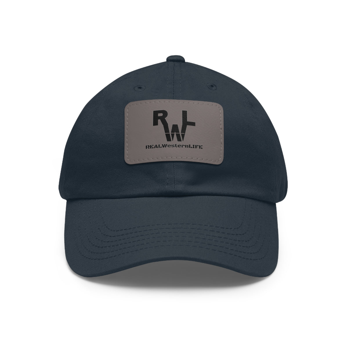 Leather Patch Dad Hat — RW RealWaterLife Logo Adjustable Baseball Cap