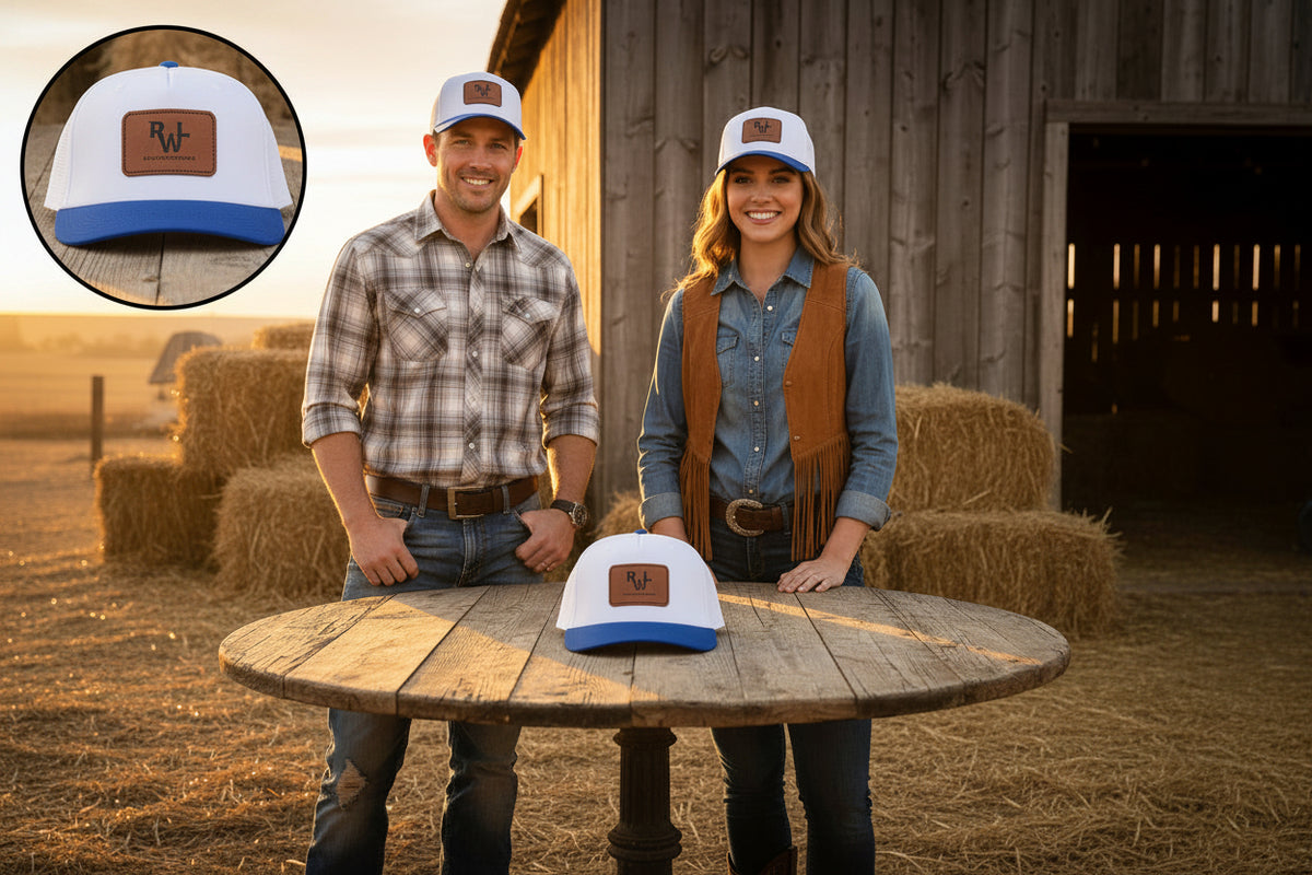 Real Western Life -Leather Patch Baseball Cap — Retro Rugged Logo Hat