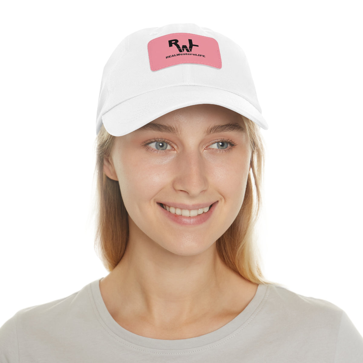 Leather Patch Dad Hat — RW RealWaterLife Logo Adjustable Baseball Cap