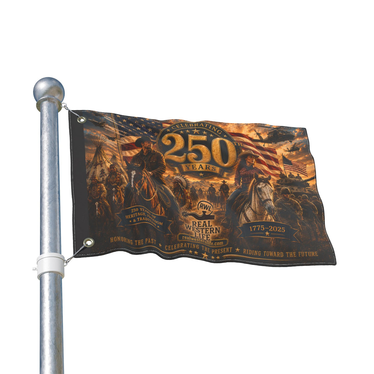 250 Years Real Western Life Double-Sided Patriotic Flag