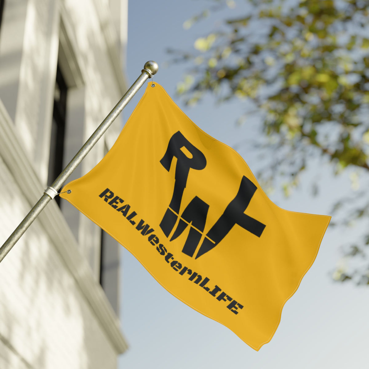 Yellow Double Sided Flag - Black Brand - Customizable with your own Brand/Ranch name or leave it with RWL Branding
