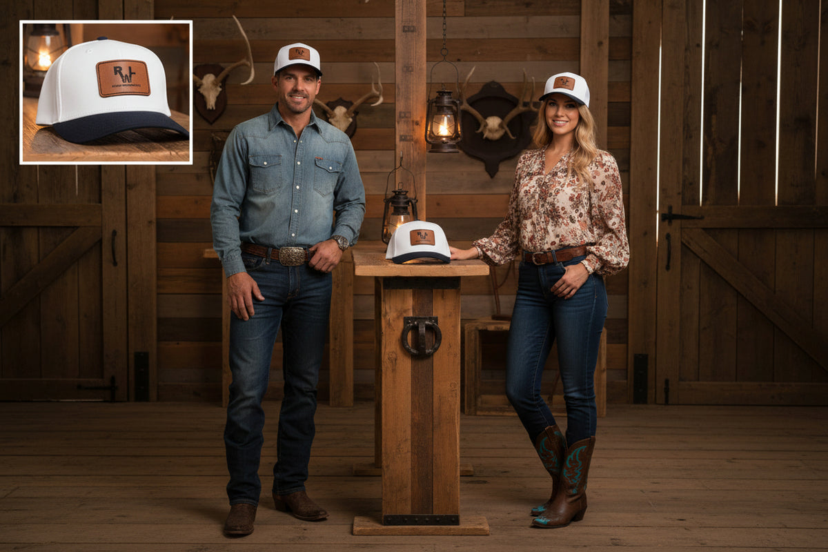 Real Western Life -Leather Patch Baseball Cap — Retro Rugged Logo Hat