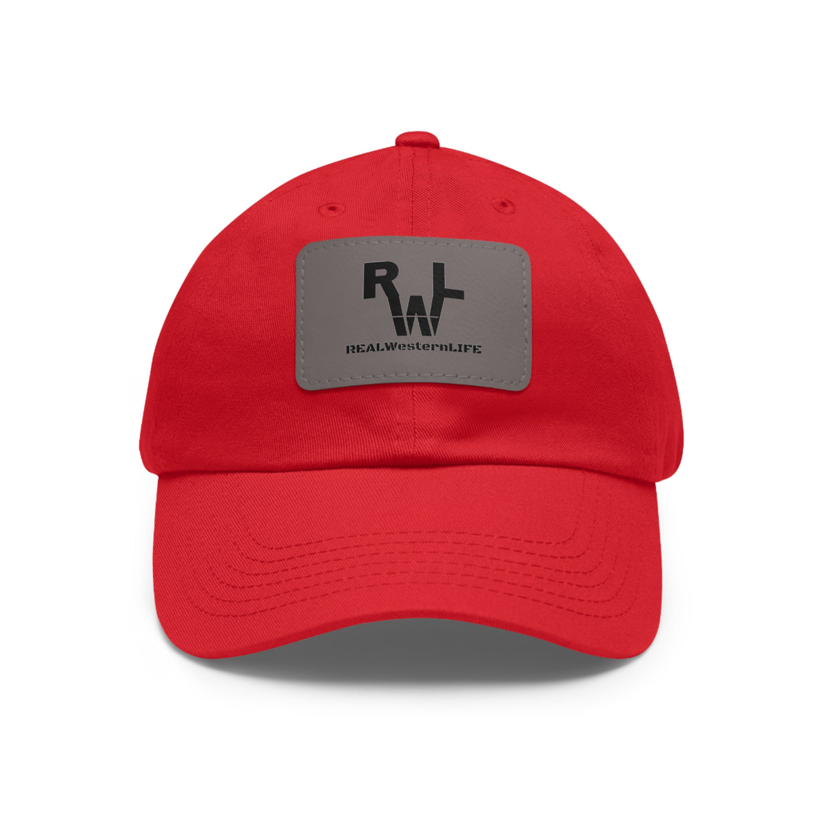 Leather Patch Dad Hat — RW RealWaterLife Logo Adjustable Baseball Cap
