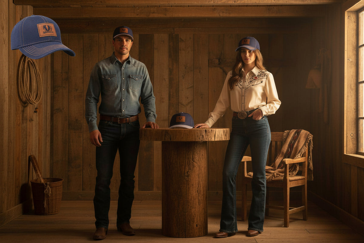 Real Western Life -Leather Patch Baseball Cap — Retro Rugged Logo Hat