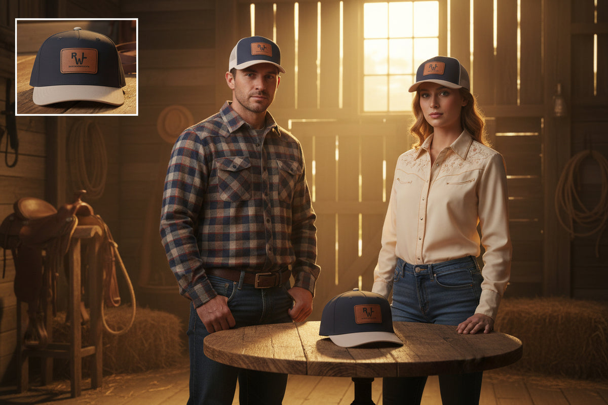 Real Western Life -Leather Patch Baseball Cap — Retro Rugged Logo Hat