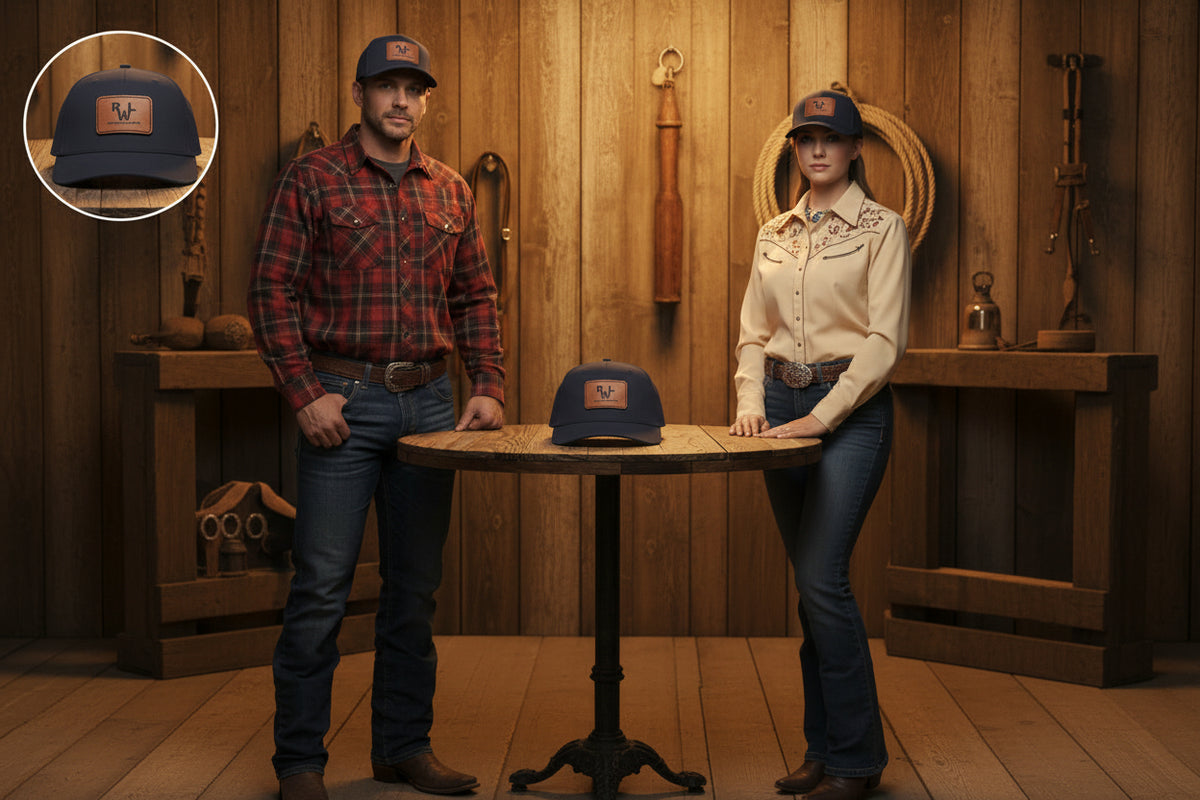 Real Western Life -Leather Patch Baseball Cap — Retro Rugged Logo Hat