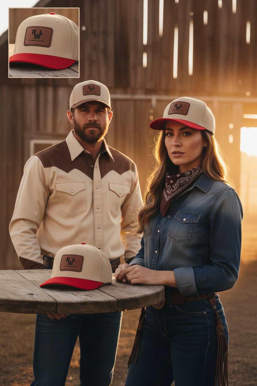 Real Western Life -Leather Patch Baseball Cap — Retro Rugged Logo Hat