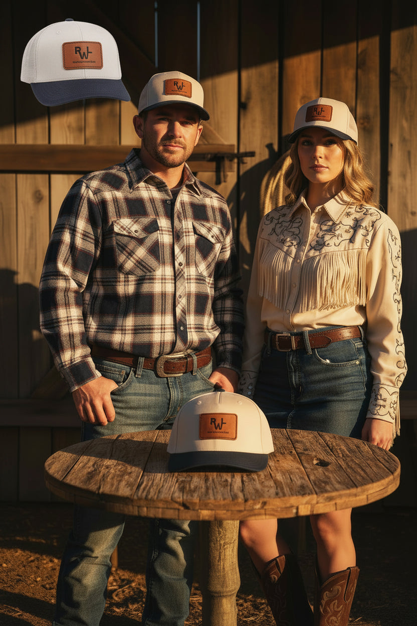 Real Western Life -Leather Patch Baseball Cap — Retro Rugged Logo Hat