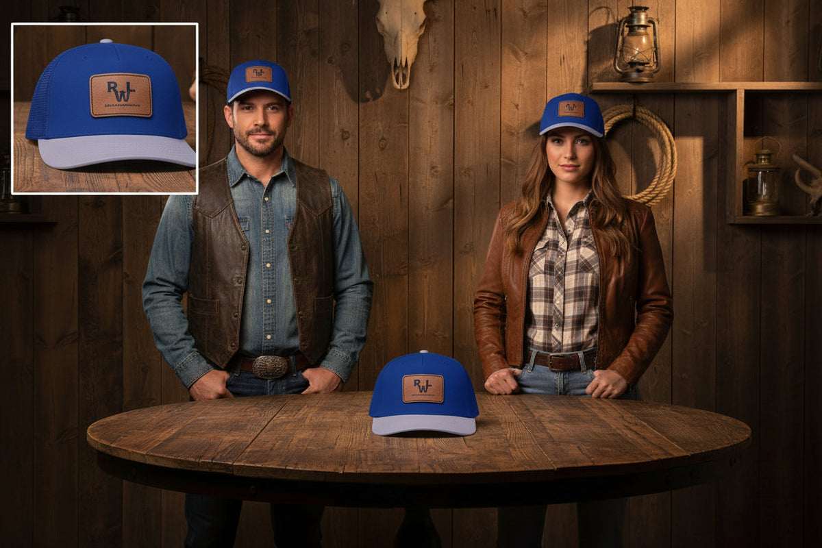 Real Western Life -Leather Patch Baseball Cap — Retro Rugged Logo Hat
