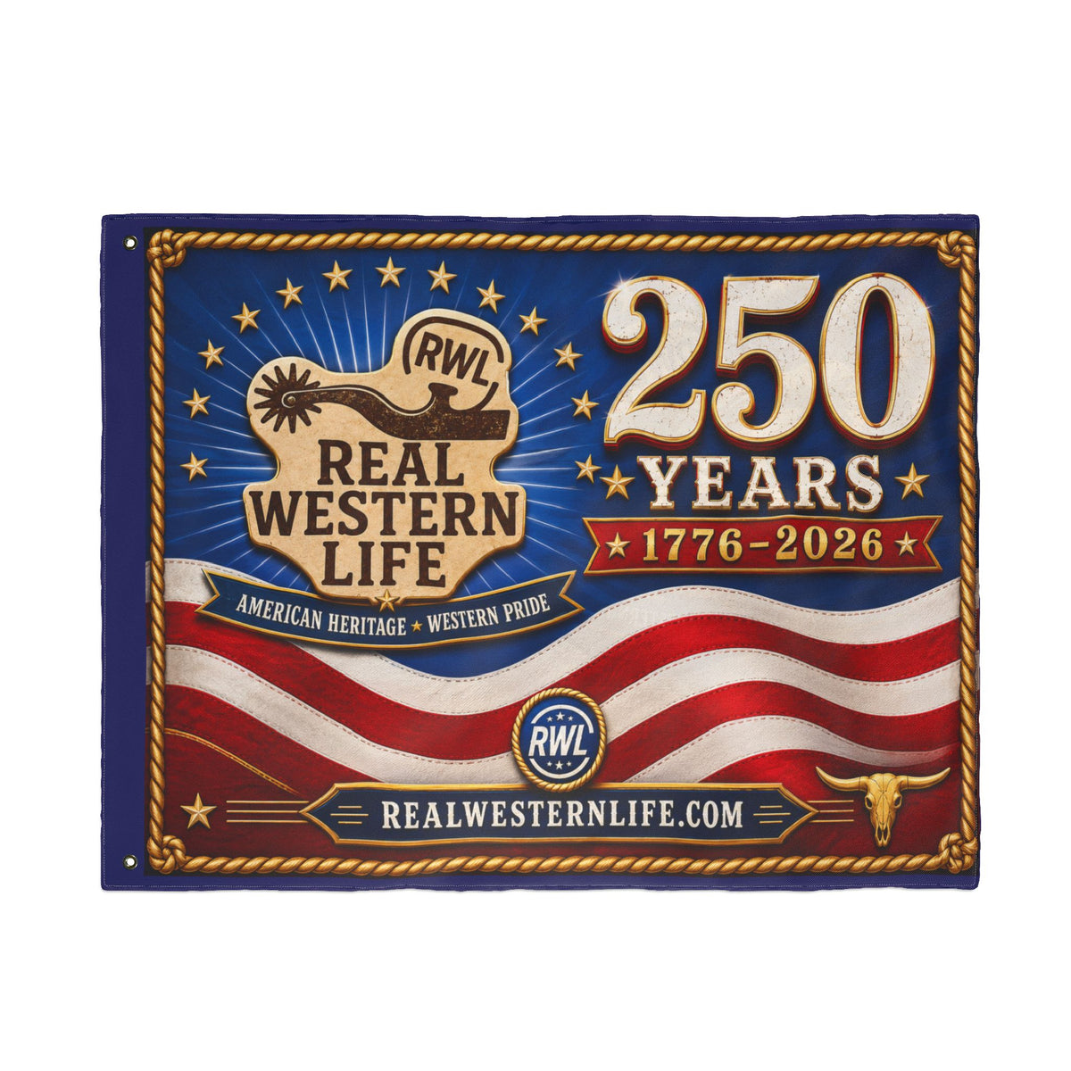 RWL 250 Years Real Western Life Double-Sided Patriotic Flag