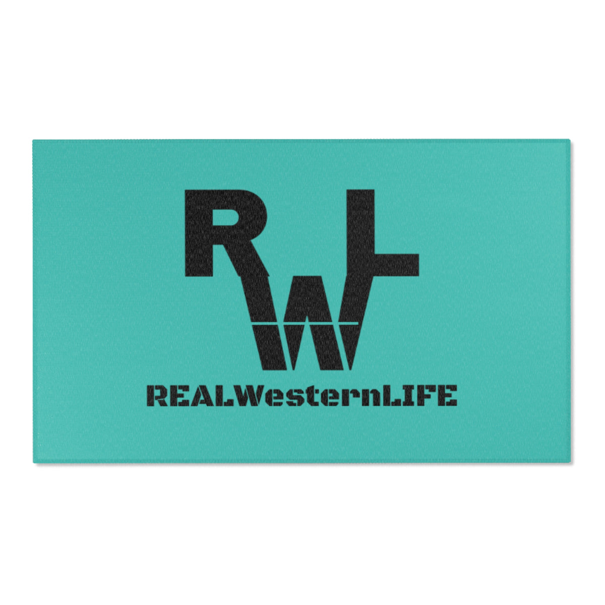 Real Western Life (RWL) Black Brand-  Home Decor Teal Area Rug - Customize