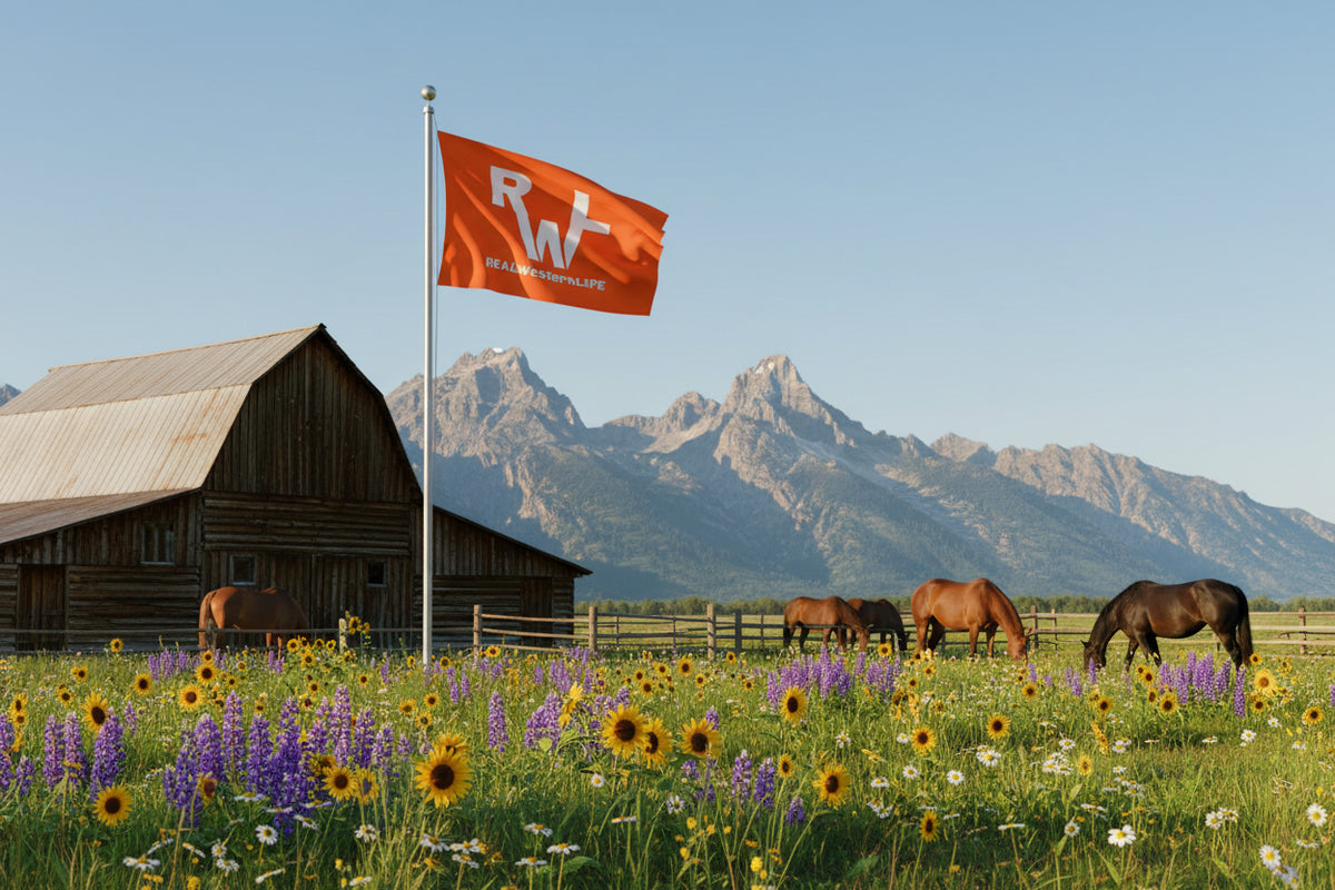 Real Western Life - Double Sided Flag - Customize