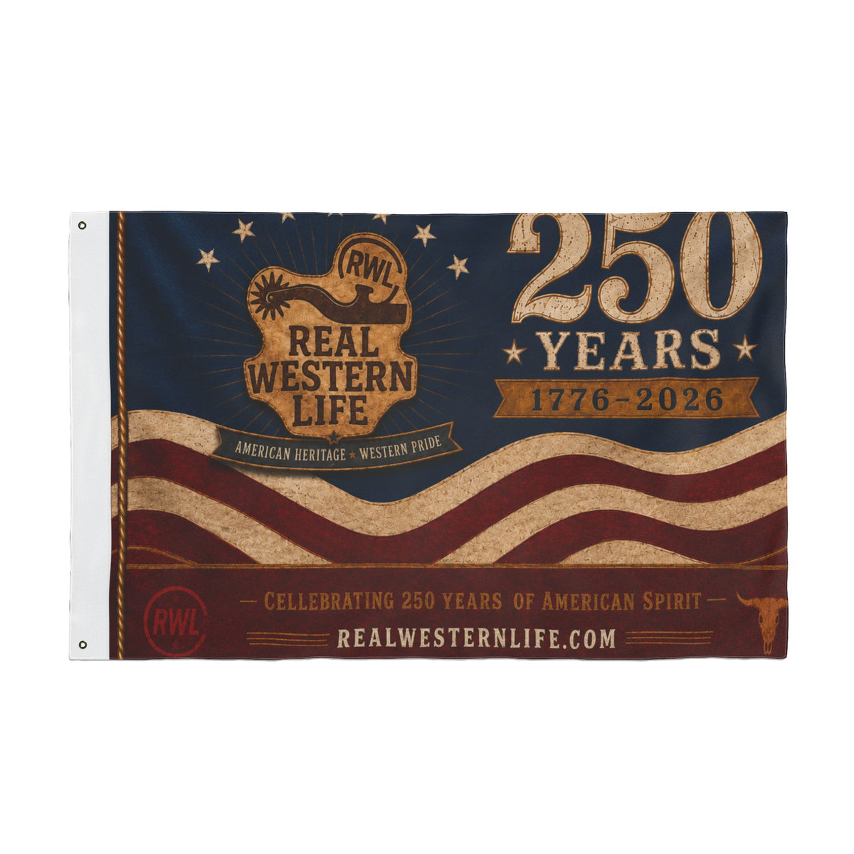 RWL 250 Years Real Western Life Double-Sided Patriotic Flag
