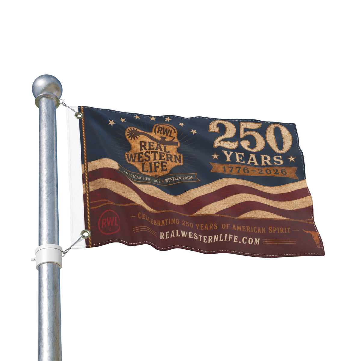 RWL 250 Years Real Western Life Double-Sided Patriotic Flag