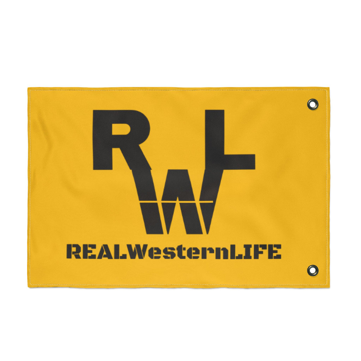 Yellow Double Sided Flag - Black Brand - Customizable with your own Brand/Ranch name or leave it with RWL Branding