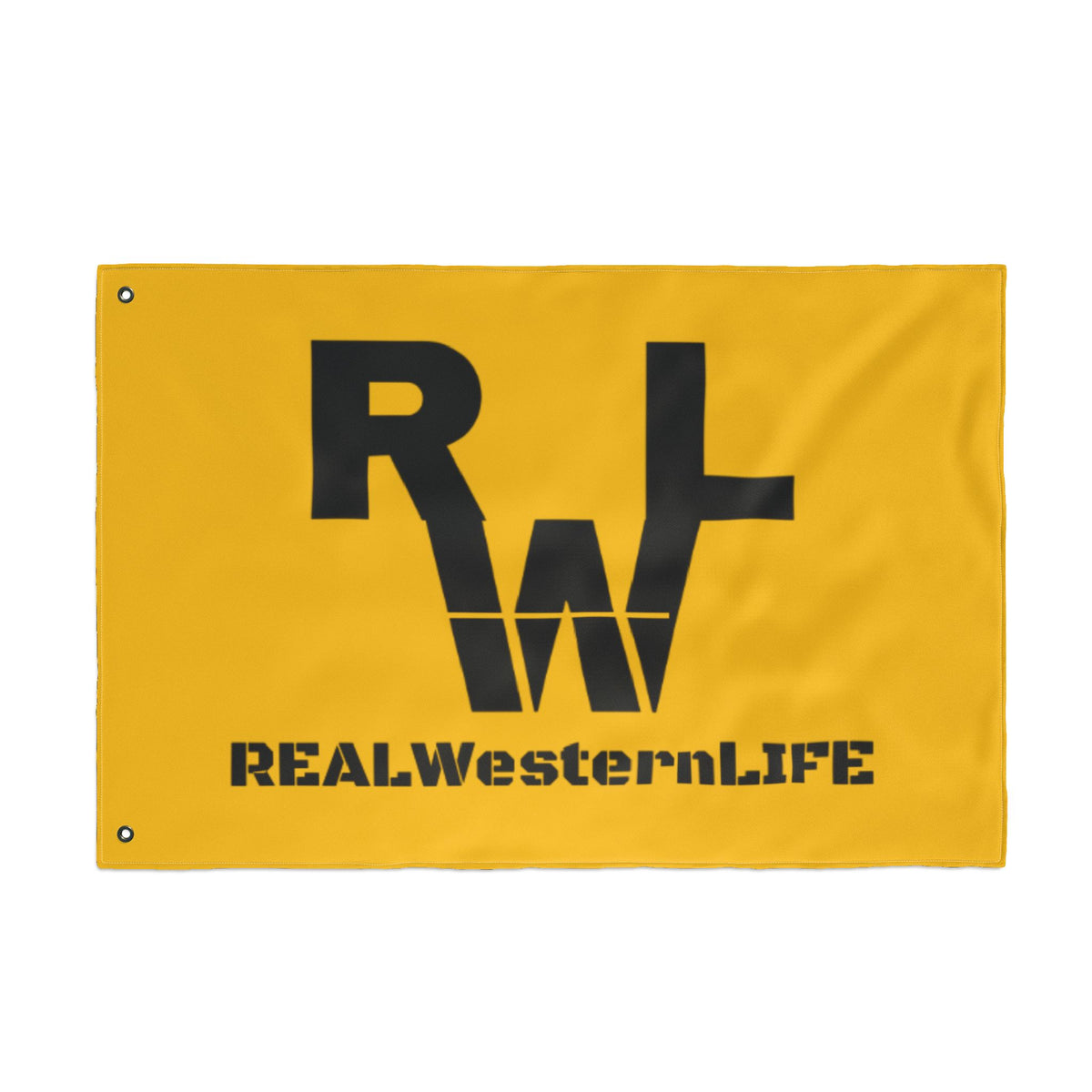 Yellow Double Sided Flag - Black Brand - Customizable with your own Brand/Ranch name or leave it with RWL Branding