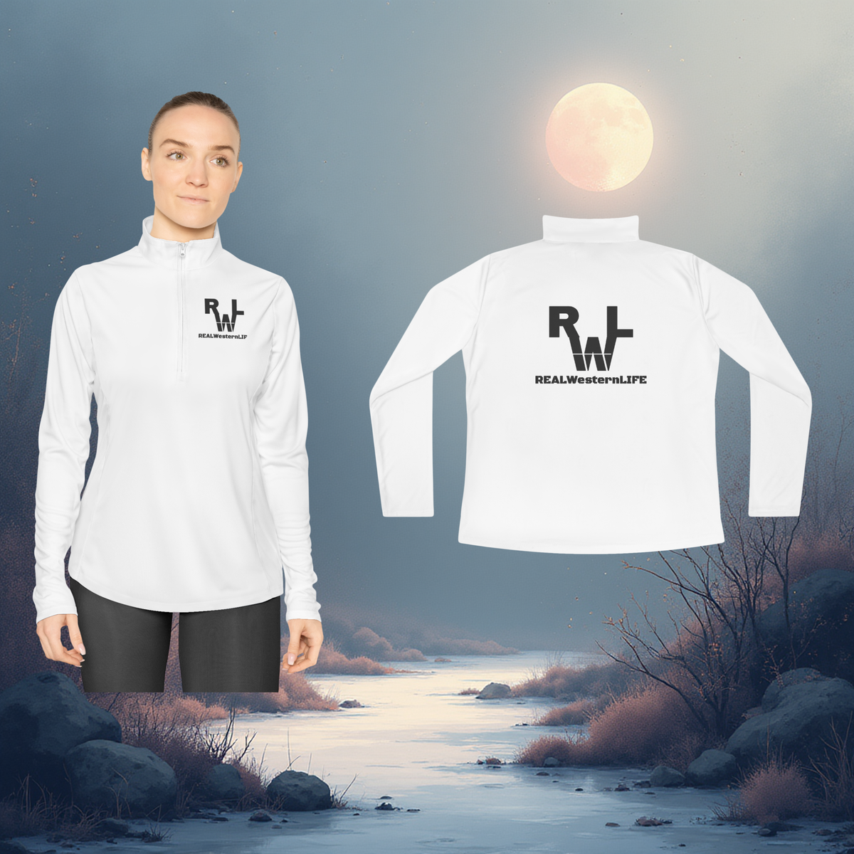 Ladies Quarter-Zip Pullover.  Customize - Black Brand - SX - 3XL
