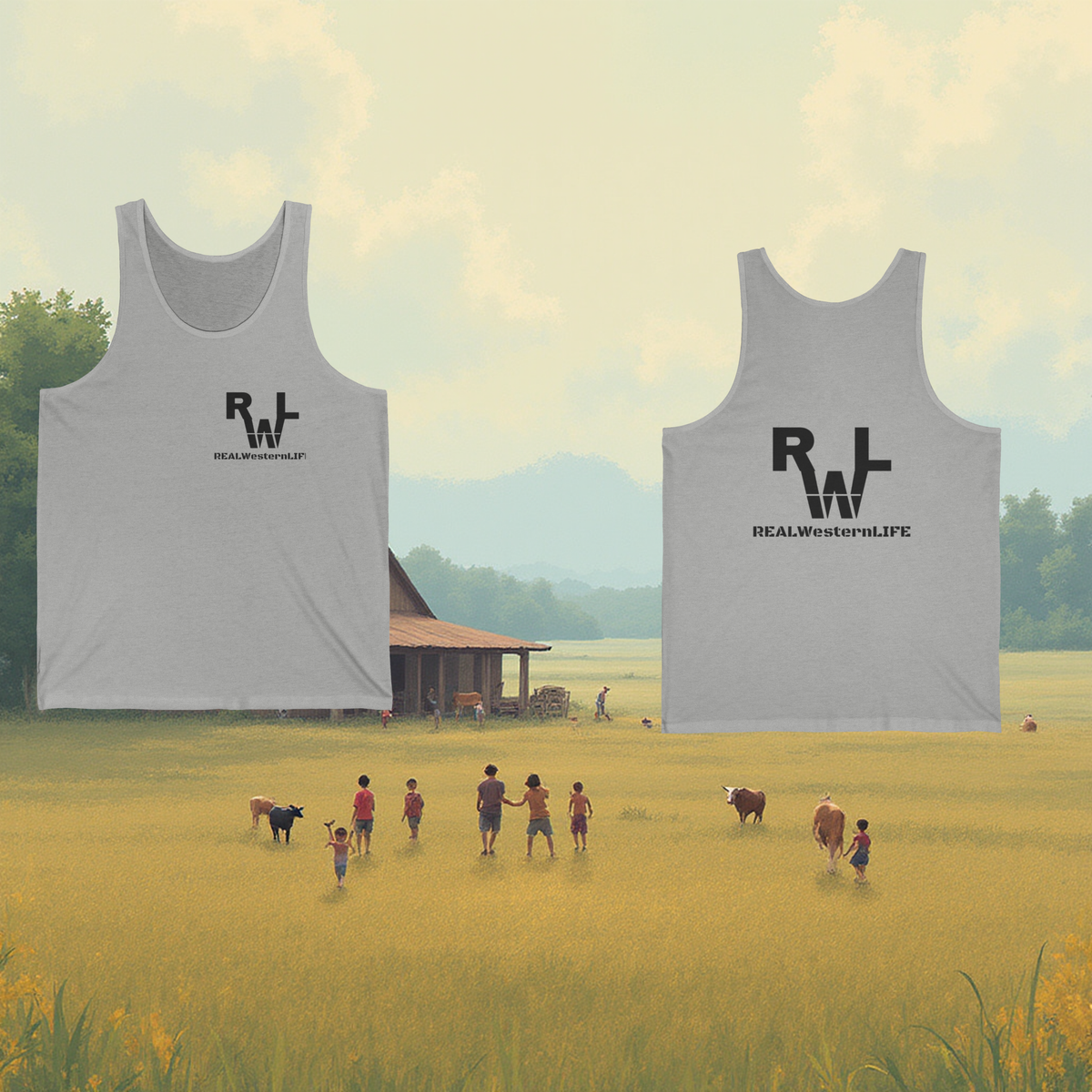 Unisex Jersey Tank - Customize with your own Brand/Ranch name or wear the Real Western Life (RWL) Branding, Size XS - 2XL