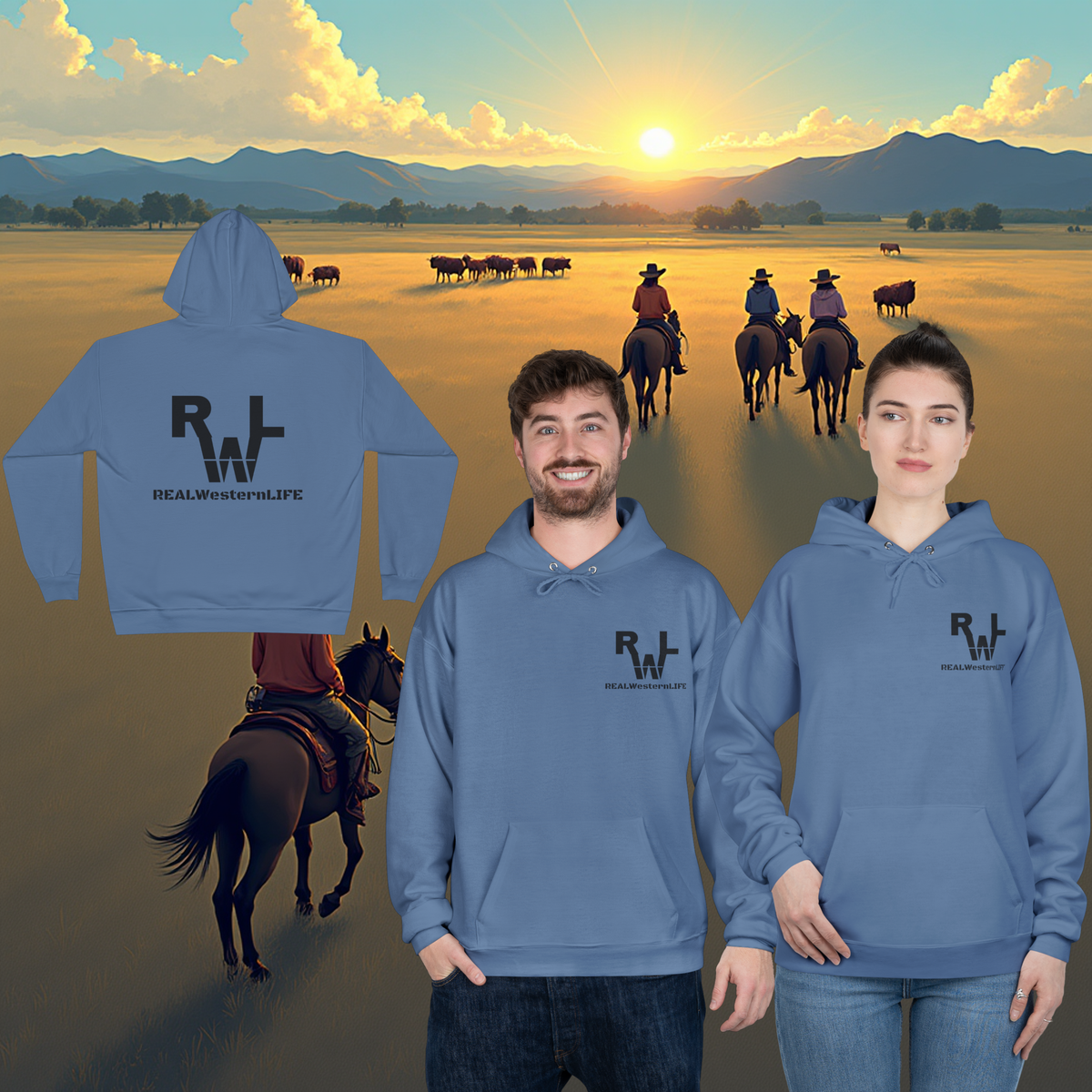 Hooded Sweatshirt, Customize - Black Brand - Sizes S - L