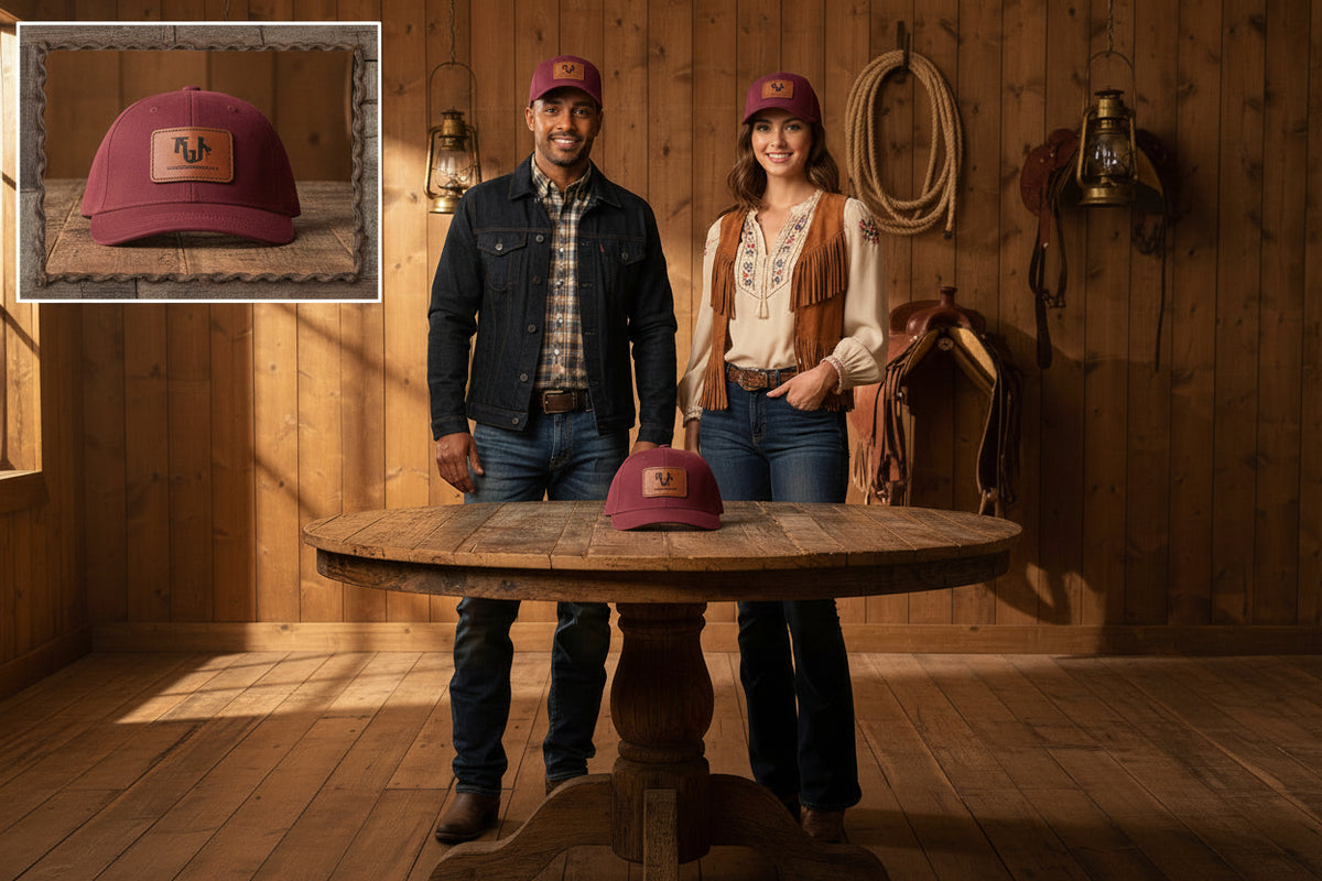 Real Western Life -Leather Patch Baseball Cap — Retro Rugged Logo Hat
