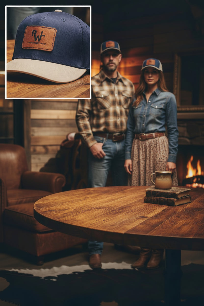 Real Western Life -Leather Patch Baseball Cap — Retro Rugged Logo Hat