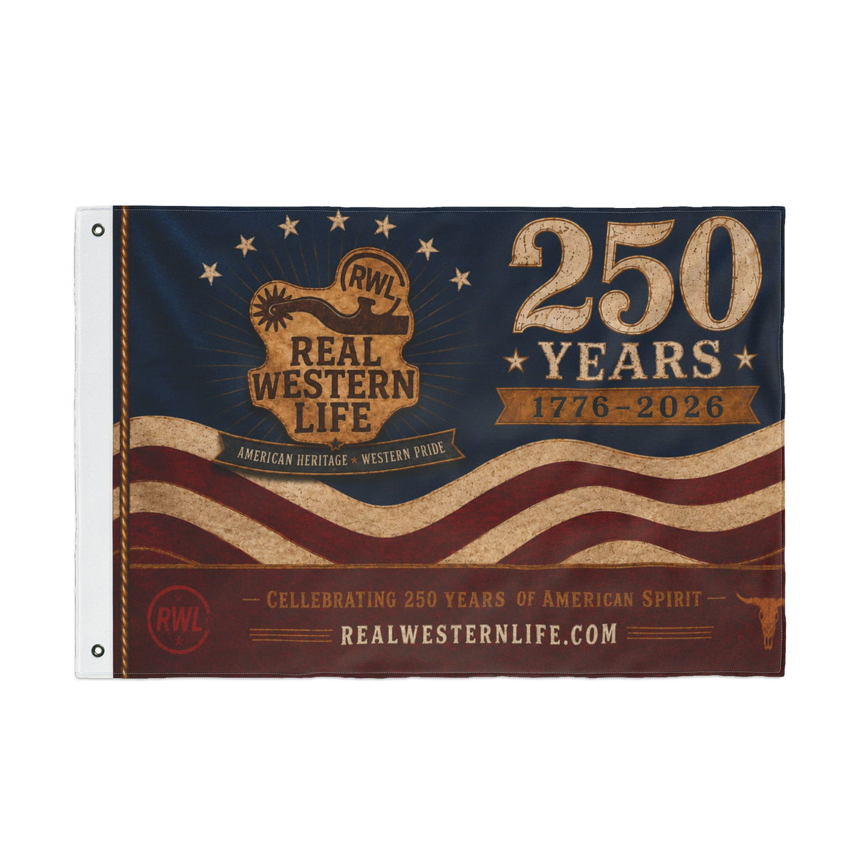 RWL 250 Years Real Western Life Double-Sided Patriotic Flag