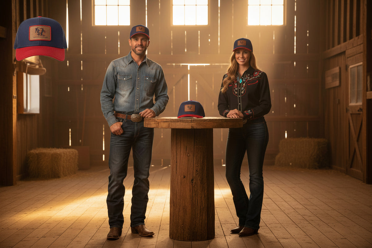 Real Western Life -Leather Patch Baseball Cap — Retro Rugged Logo Hat