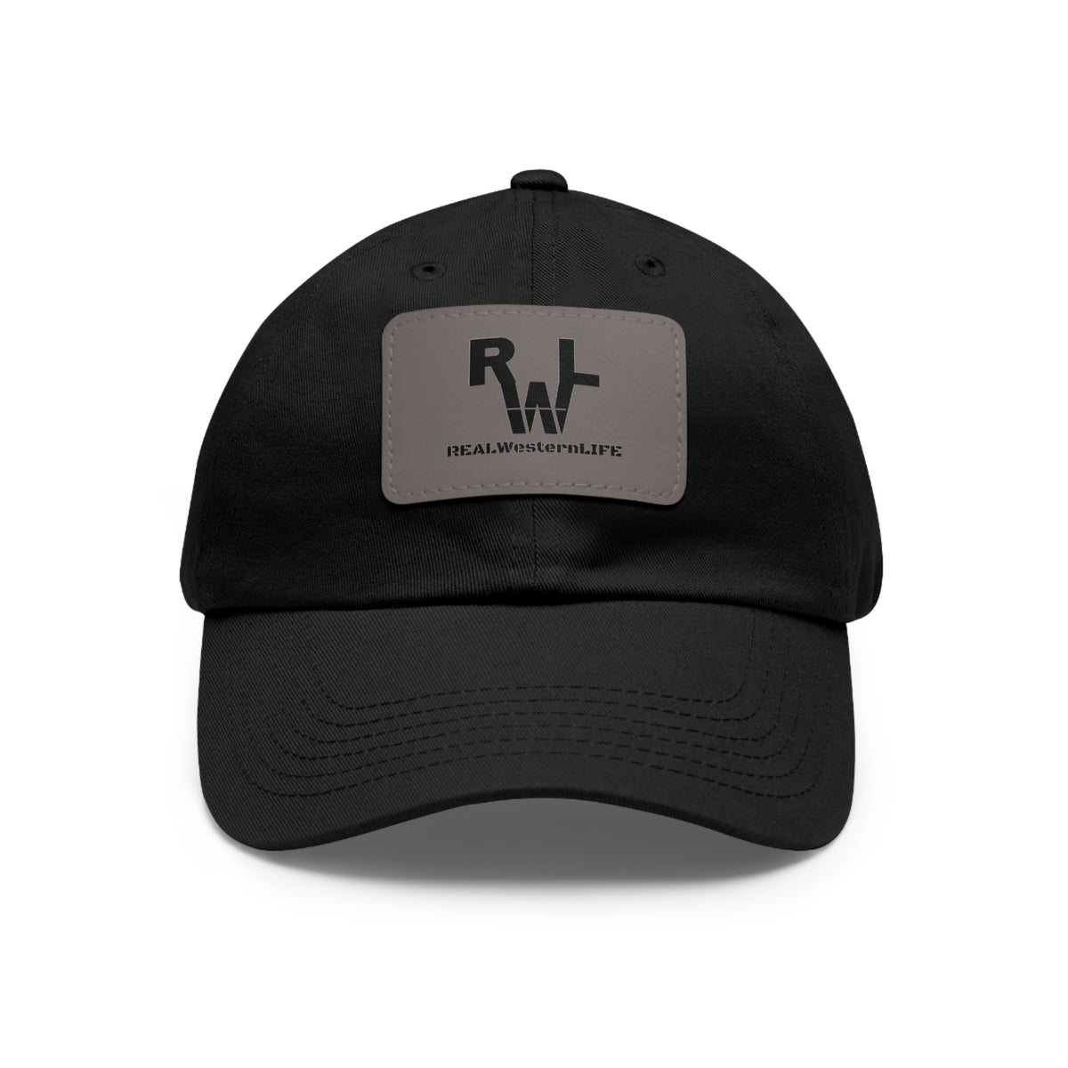 Leather Patch Dad Hat — RW RealWaterLife Logo Adjustable Baseball Cap