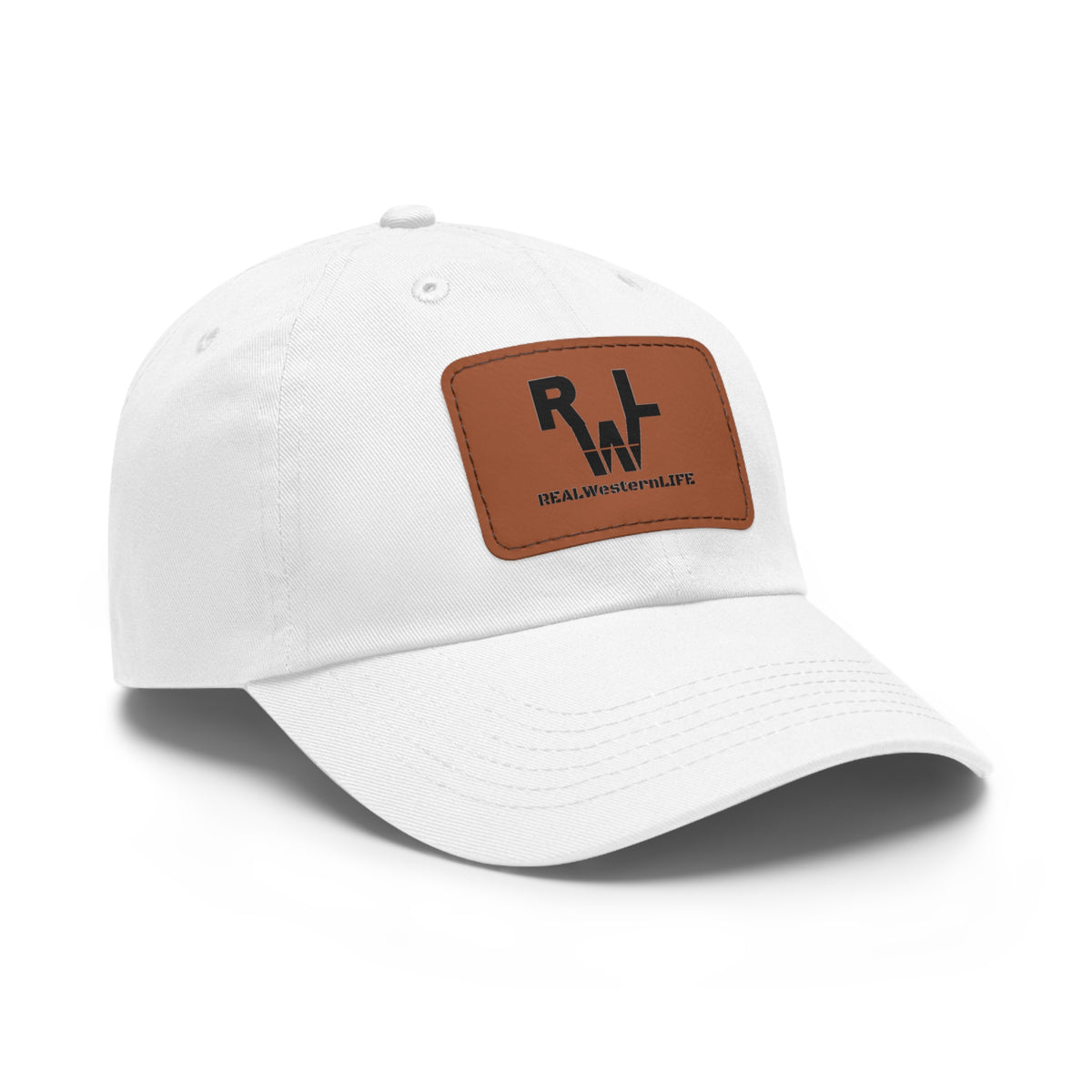 Leather Patch Dad Hat — RW RealWaterLife Logo Adjustable Baseball Cap
