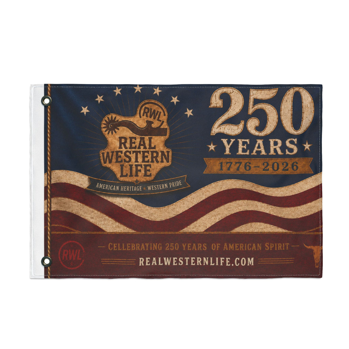 RWL 250 Years Real Western Life Double-Sided Patriotic Flag