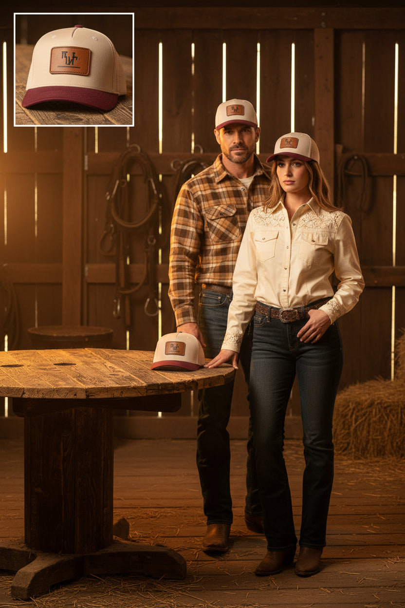 Real Western Life -Leather Patch Baseball Cap — Retro Rugged Logo Hat