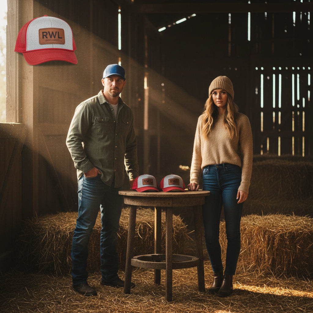 Real Western Life -Leather Patch Baseball Cap — Retro Rugged Logo Hat