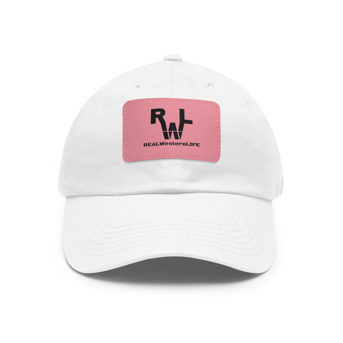 Leather Patch Dad Hat — RW RealWaterLife Logo Adjustable Baseball Cap