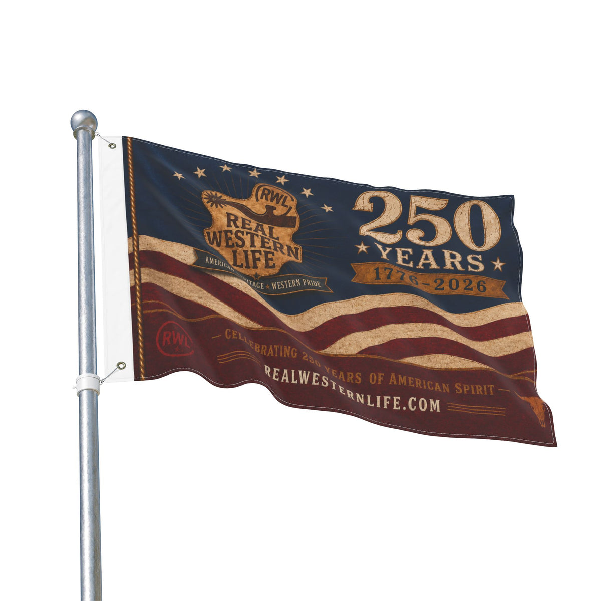 RWL 250 Years Real Western Life Double-Sided Patriotic Flag