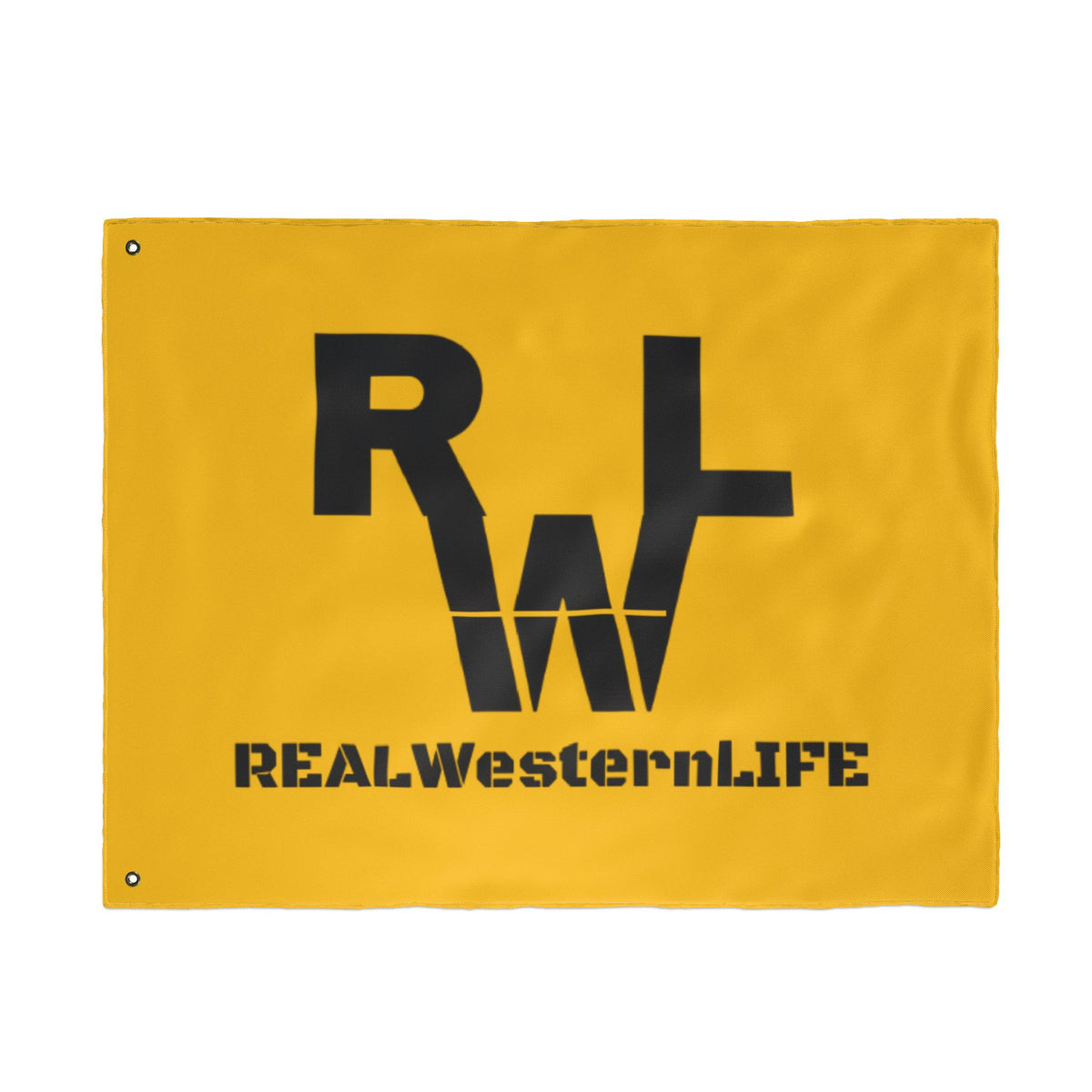 Yellow Double Sided Flag - Black Brand - Customizable with your own Brand/Ranch name or leave it with RWL Branding