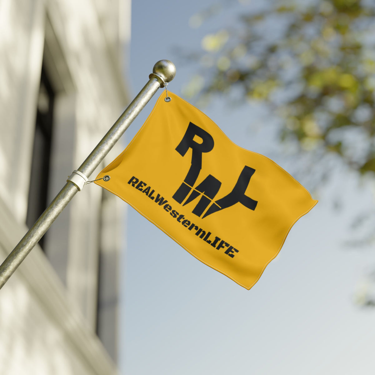 Yellow Double Sided Flag - Black Brand - Customizable with your own Brand/Ranch name or leave it with RWL Branding