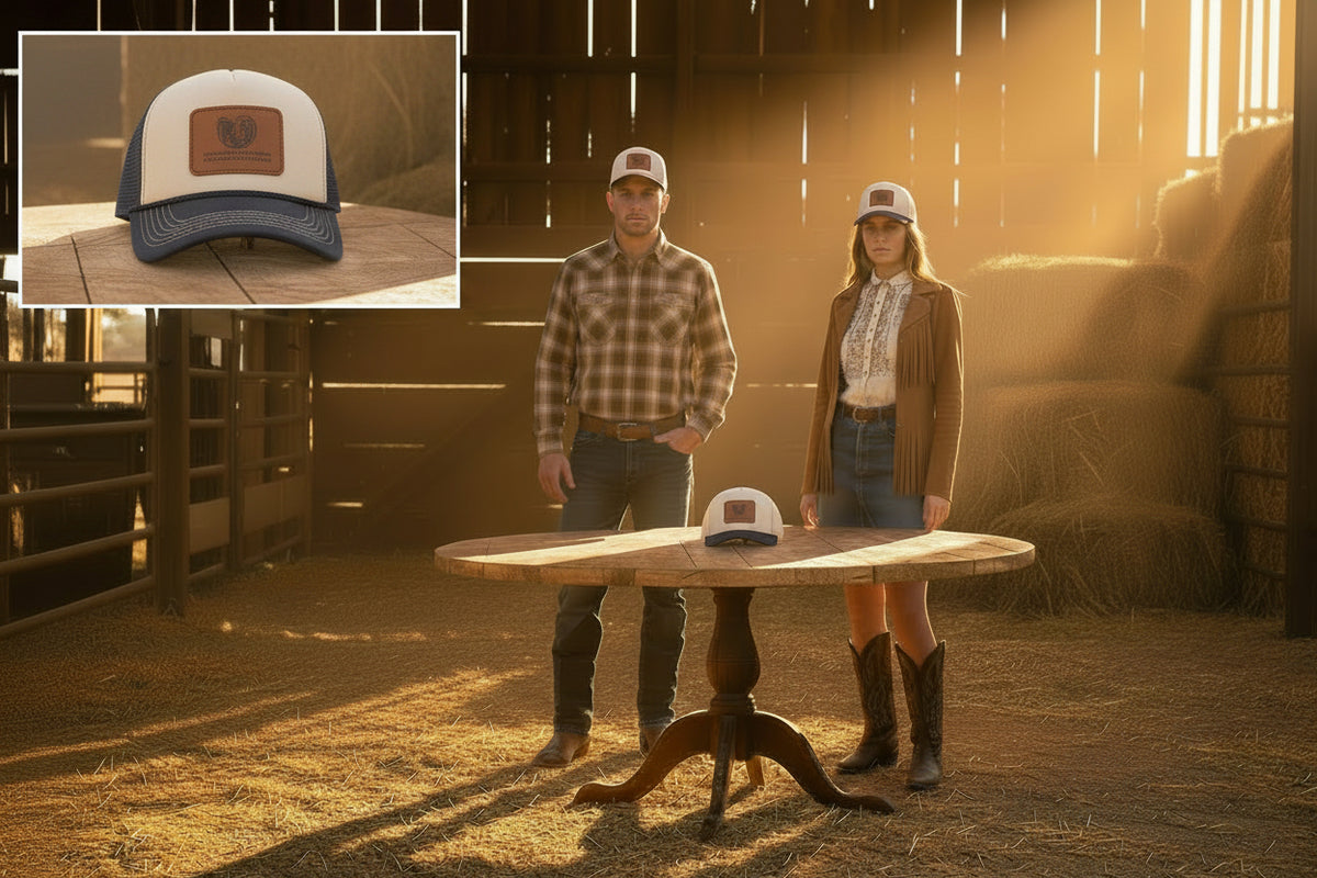 Real Western Life -Leather Patch Baseball Cap — Retro Rugged Logo Hat