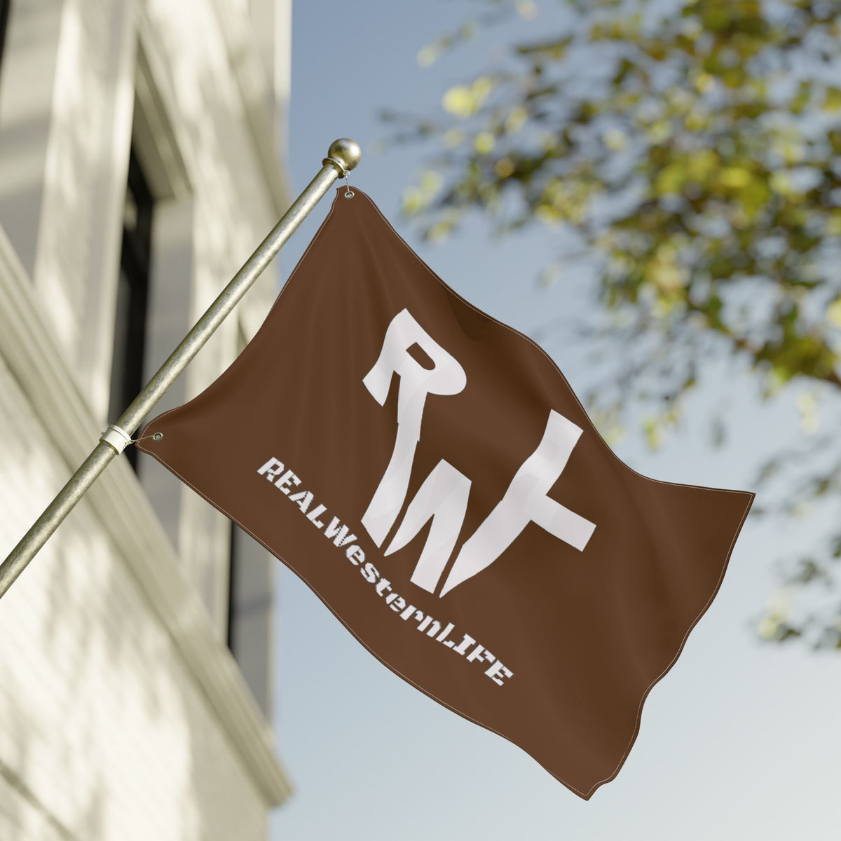 Real Western Life - White Brand - Double Sided Flag - Customize