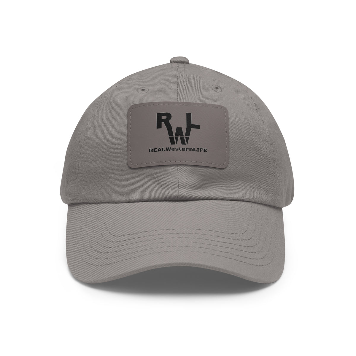 Leather Patch Dad Hat — RW RealWaterLife Logo Adjustable Baseball Cap