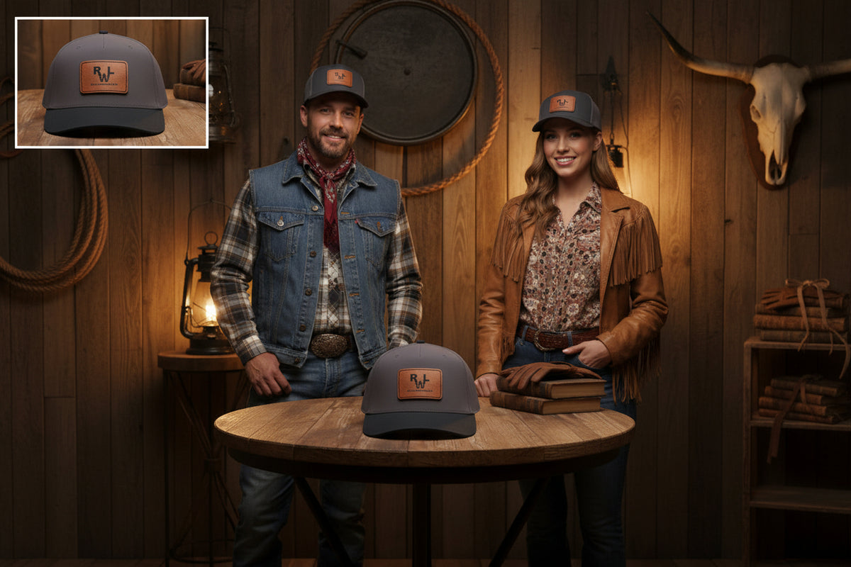 Real Western Life -Leather Patch Baseball Cap — Retro Rugged Logo Hat