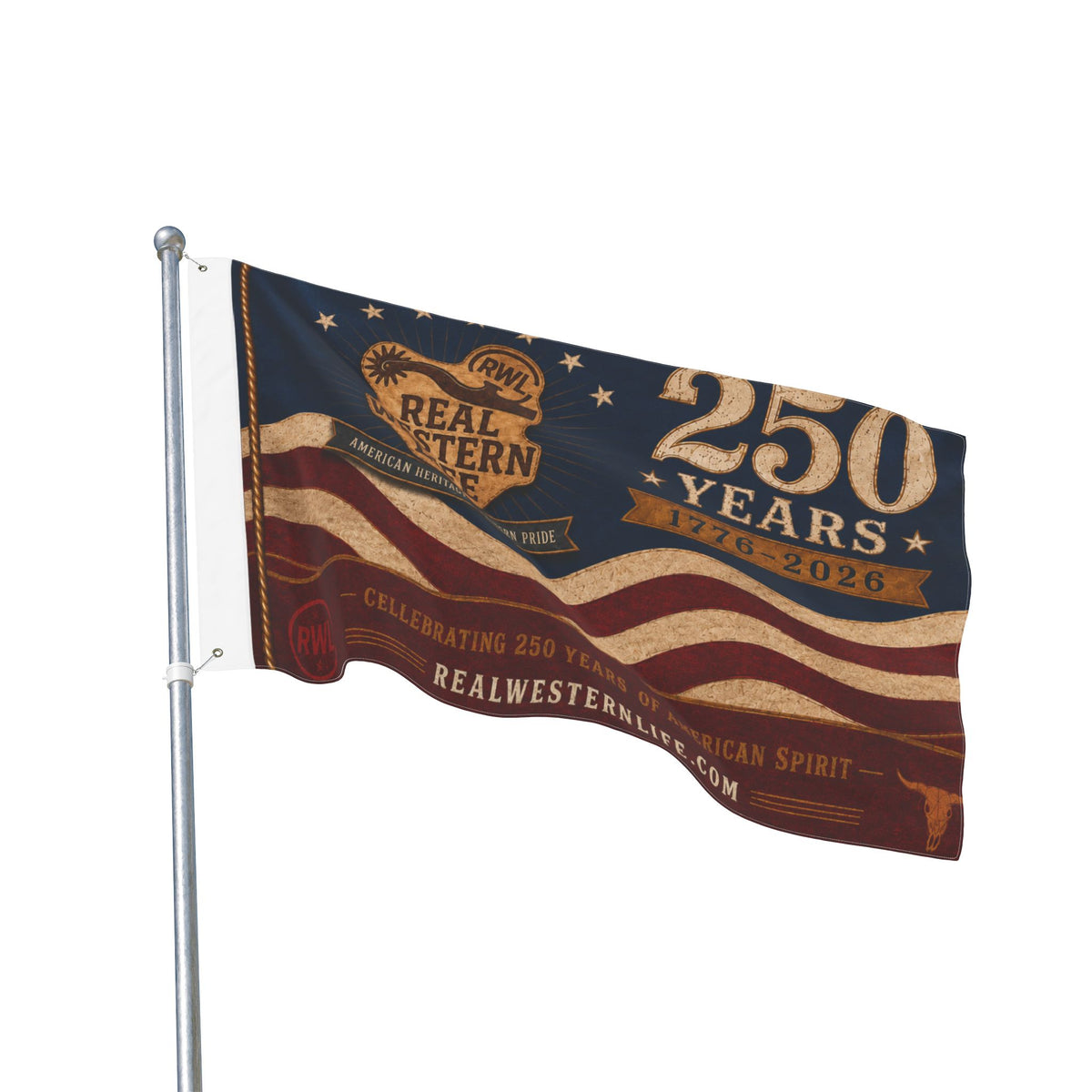 RWL 250 Years Real Western Life Double-Sided Patriotic Flag