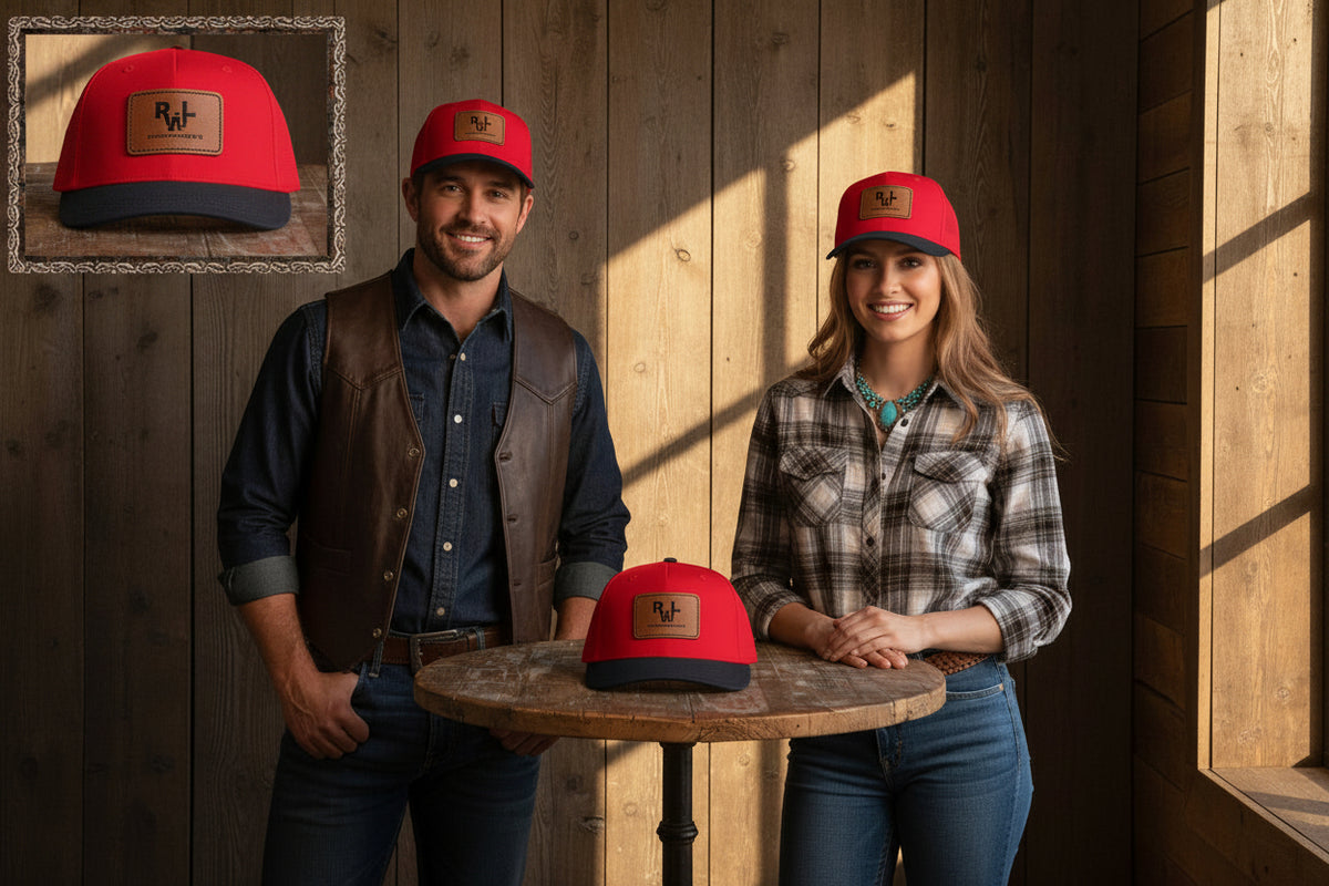 Real Western Life -Leather Patch Baseball Cap — Retro Rugged Logo Hat