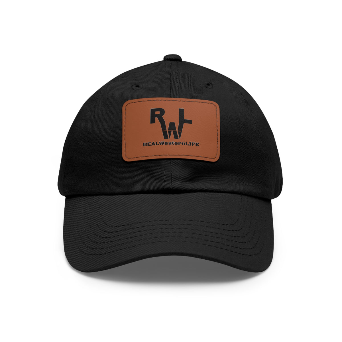 Leather Patch Dad Hat — RW RealWaterLife Logo Adjustable Baseball Cap