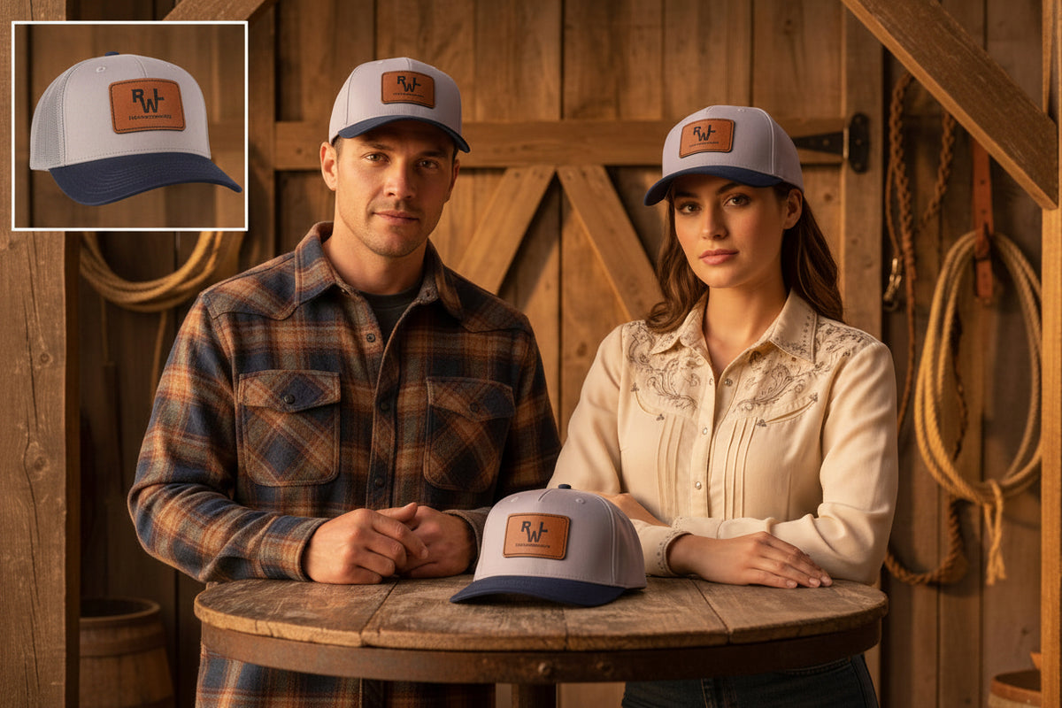 Real Western Life -Leather Patch Baseball Cap — Retro Rugged Logo Hat