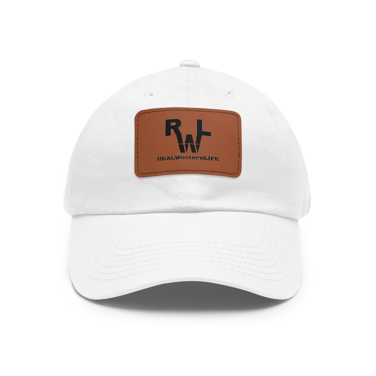 Leather Patch Dad Hat — RW RealWaterLife Logo Adjustable Baseball Cap