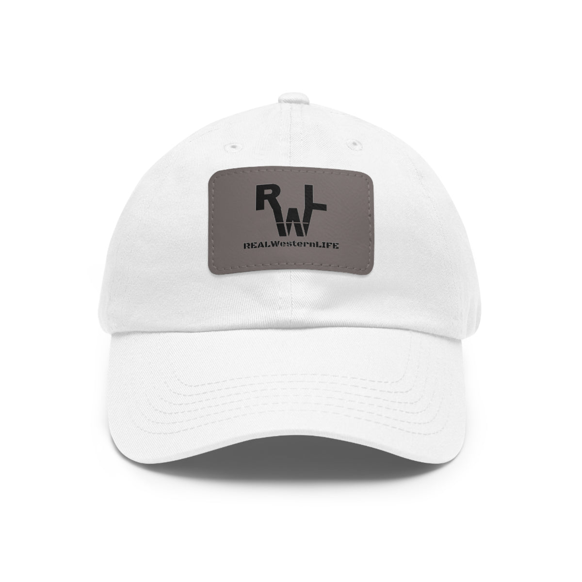Leather Patch Dad Hat — RW RealWaterLife Logo Adjustable Baseball Cap